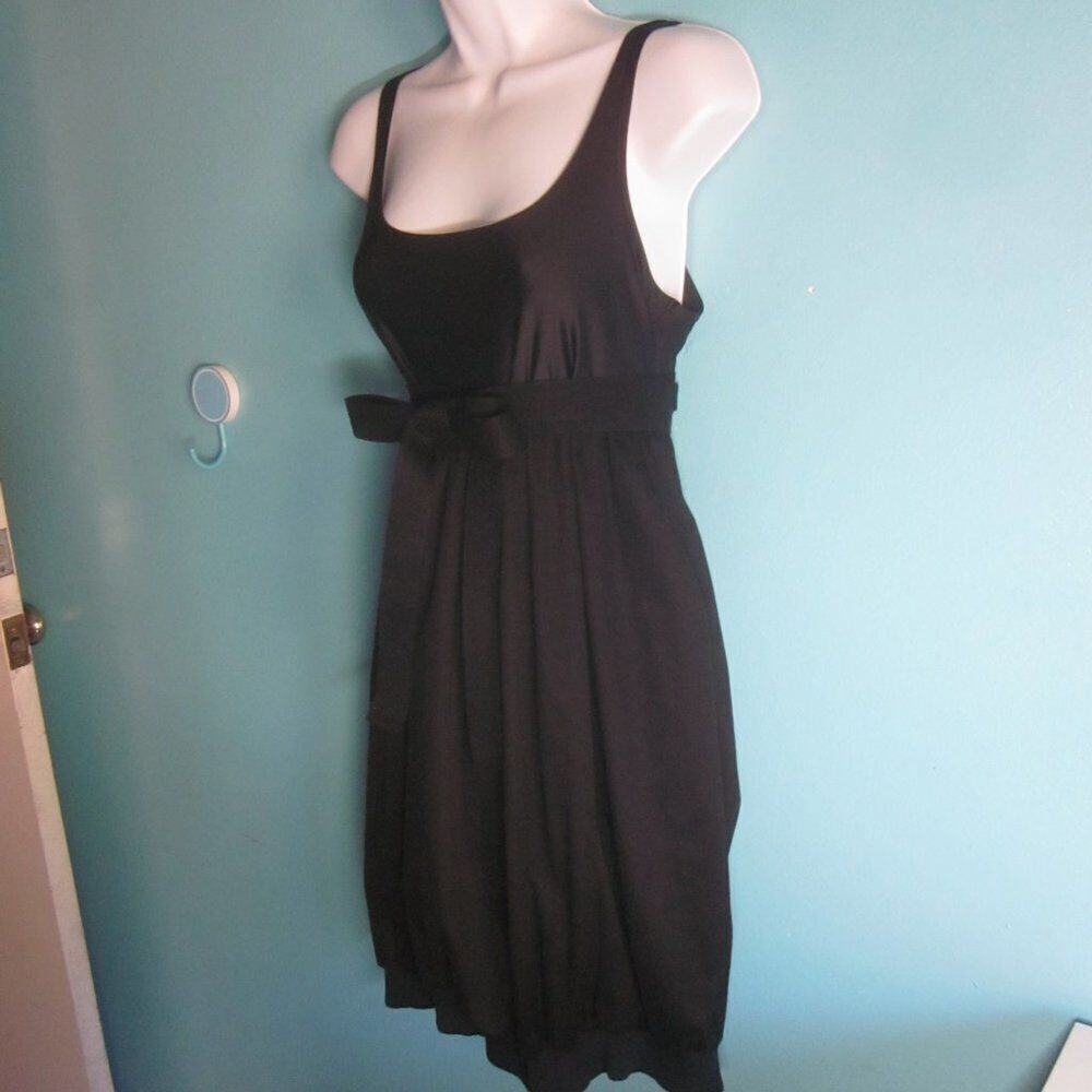 Nanushka Womens Scoop Neck Black Stretch Fitted Tank Dress Size M Tie Waist